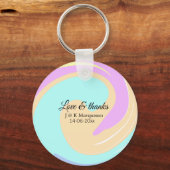 Liefde & bedankt kleurrijke marmeren bruiloft naam sleutelhanger (Voorkant)