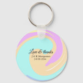 Liefde & bedankt kleurrijke marmeren bruiloft naam sleutelhanger (Achterkant)