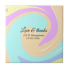 Liefde & bedankt kleurrijke marmeren bruiloft naam tegeltje