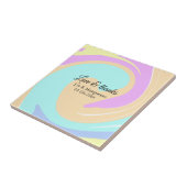 Liefde & bedankt kleurrijke marmeren bruiloft naam tegeltje (Zijkant)