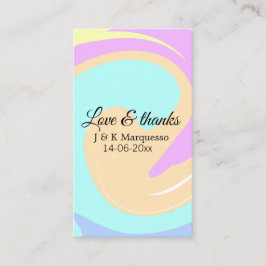 Liefde & bedankt kleurrijke marmeren bruiloft naam visitekaartje