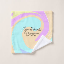 Liefde & bedankt kleurrijke marmeren bruiloft naam washandje