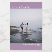 Liefde & Bedankt Lavender Simple Weduwfoto Mini Wijn Etiket (Enkel label)