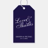 'Liefde & Bedankt marine & White Wedding Favor Cadeaulabel (Voorkant)