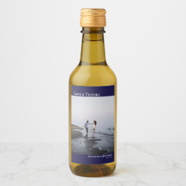 Liefde & Bedankt Marineblauw Eenvoudige foto Bruil Wijn Etiket