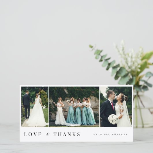Liefde & Bedankt Minimaal 3 Fotocollage Bruiloft (Staand voorkant)
