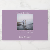 Liefde & Bedankt Minimal Lavendel Trouwfoto Mini Likeurfles Etiket (Enkel label)