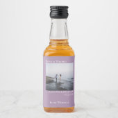 Liefde & Bedankt Minimal Lavendel Trouwfoto Mini Likeurfles Etiket (Voorkant)