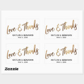 Liefde & Bedankt Minimale Gold Handwriting Typogra Rechthoekige Sticker (Vel)