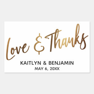 Liefde & Bedankt Minimale Gold Handwriting Typogra Rechthoekige Sticker