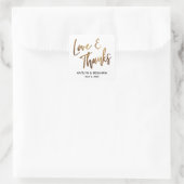 Liefde & Bedankt Minimale Gold Handwriting Typogra Vierkante Sticker (Tas)