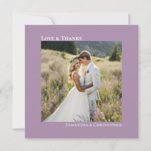 Liefde & Bedankt Minimale lavender Weddenschap Fot Notitiekaartje