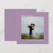 Liefde & Bedankt Minimale lavender Weddenschap Fot Notitiekaartje (Voorkant / Achterkant)