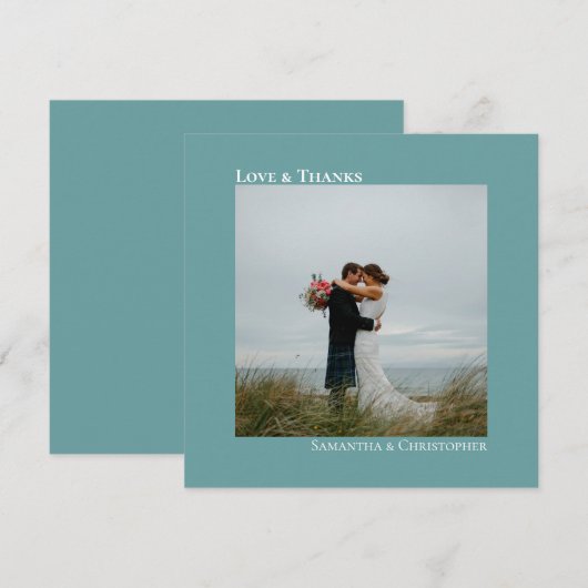 Liefde & Bedankt Minimalistisch Blauwgroen bruilof (Voorkant / Achterkant)