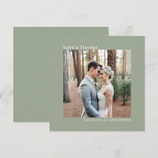 Liefde & Bedankt minimalistische bruiloft Foto Sag Notitiekaartje (Voorkant / Achterkant)
