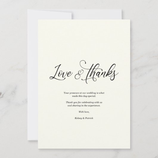 Liefde & Bedankt minimalistische fotobruiloft (Achterkant)