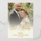 Liefde & Bedankt minimalistische fotobruiloft Folie Uitnodiging (Voorkant)