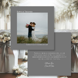 Liefde & Bedankt Minimalistische Grijze Foto & Not