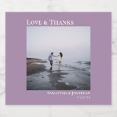 Liefde & Bedankt minimalistische lavendel foto bru Sparkling Wijnetiket (Enkel label)