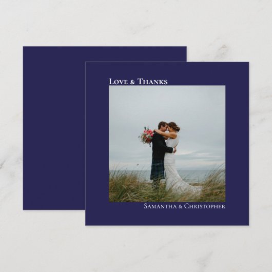 Liefde & Bedankt minimalistische marineblauwe brui (Voorkant / Achterkant)