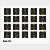 Liefde & Bedankt Modern Faux Gold Chevron Geometri Vierkante Sticker (Vel)