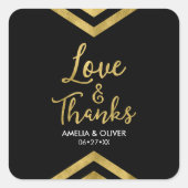 Liefde & Bedankt Modern Faux Gold Chevron Geometri Vierkante Sticker (Voorkant)