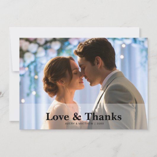 Liefde & Bedankt Modern Romantisch Paar Wenskaart Feestdagenkaart (Voorkant)