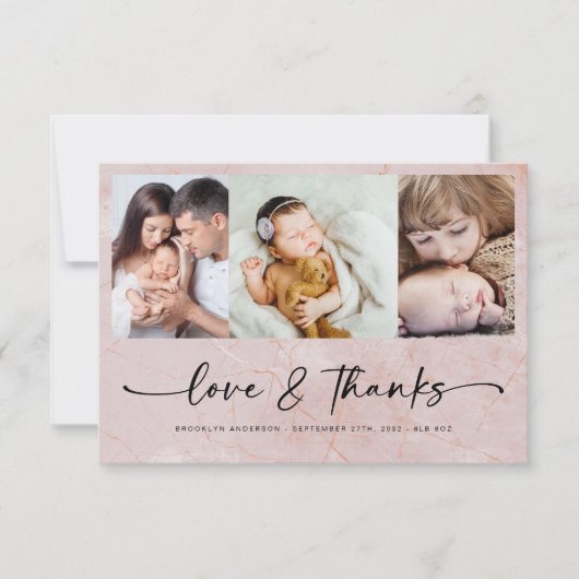 Liefde & Bedankt Modern Vier Foto Nieuwe Baby (Voorkant)