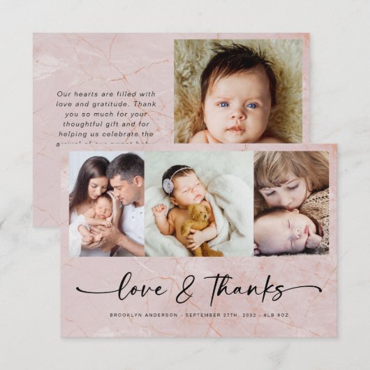 Liefde & Bedankt Modern Vier Foto Nieuwe Baby (Voorkant / Achterkant)