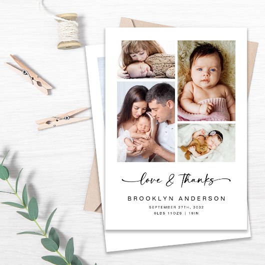 Liefde & Bedankt Modern Vier Foto Nieuwe Baby