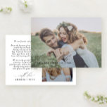 Liefde & Bedankt Moderne kalligrafie Fotobruiloft<br><div class="desc">Bedankt dat je gasten deel hebben uitgemaakt van je speciale dag met een prachtige Love & Bedankt Modern Calligraphy Photo Wedding Dankuwel. Deze prachtige kaart bevat een elegant, modern lettertype voor kalligrafie en twee zoete foto's, één volledig afgeblazen. Bovendien kunt u op de achterkant van de kaart een andere speciale...</div>