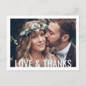 Liefde & Bedankt Moderne twee fotobruiloft Dank je Briefkaart (Voorkant)