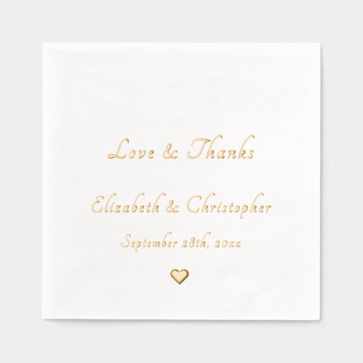 Liefde & Bedankt Monogram Trouwdatum Party Cocktai Folie Servetten (Voorkant)