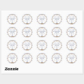 Liefde & Bedankt Nautical Blue & White Wedding Fav Ronde Sticker (Vel)