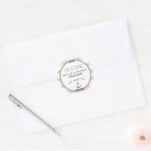 Liefde & Bedankt Nautical Blue & White Wedding Fav Ronde Sticker (Envelop)
