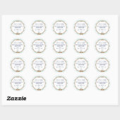 Liefde & Bedankt Nautical Mint & White Wedding Fav Ronde Sticker (Vel)
