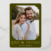 Liefde Bedankt Olive Folie Weddenschap Hartelijk d Folie Uitnodiging (Voorkant)