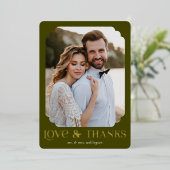 Liefde Bedankt Olive Folie Weddenschap Hartelijk d Folie Uitnodiging (Staand Voorkant)