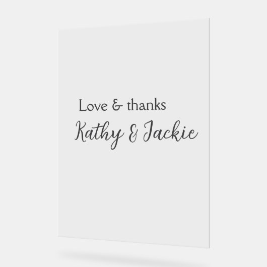 Liefde & bedankt paar naam bruiloft eenvoudig mini acryl bord (Hoek)