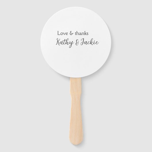 Liefde & bedankt paar naam bruiloft eenvoudig mini handwaaier (Voorkant)