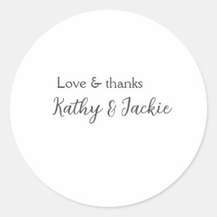 Liefde & bedankt paar naam bruiloft eenvoudig mini ronde sticker