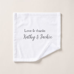 Liefde & bedankt paar naam bruiloft eenvoudig mini washandje