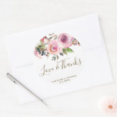 Liefde & bedankt paarse Bloemenbruiloft gunsten st Ronde Sticker (Envelop)
