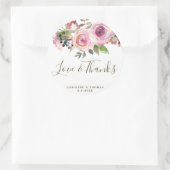 Liefde & bedankt paarse Bloemenbruiloft gunsten st Ronde Sticker (Tas)