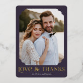 Liefde Bedankt Paarse Folie bruiloft Hartelijk dan Uitnodiging (Voorkant)