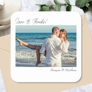 Liefde & Bedankt, Personaliseer foto & namen Vierkante Sticker