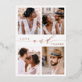 Liefde & Bedankt Roos Gold Foto Hartelijk dank Folie Uitnodiging (Voorkant)