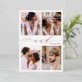 Liefde & Bedankt Roos Gold Foto Hartelijk dank Folie Uitnodiging (Staand Voorkant)