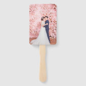 Liefde & Bedankt Roze Roos Trouwfoto Custom Handwaaier (Achterkant)