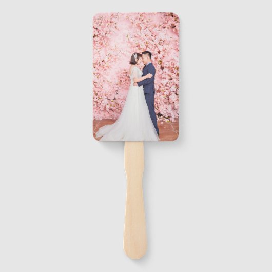 Liefde & Bedankt Roze Roos Trouwfoto Custom Handwaaier (Achterkant)